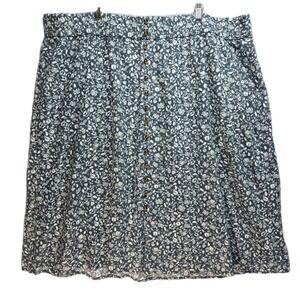 Sonoma Linen Blend Ditsy Floral Pull On Skirt Womens 3XL Prairie Cottagecore New